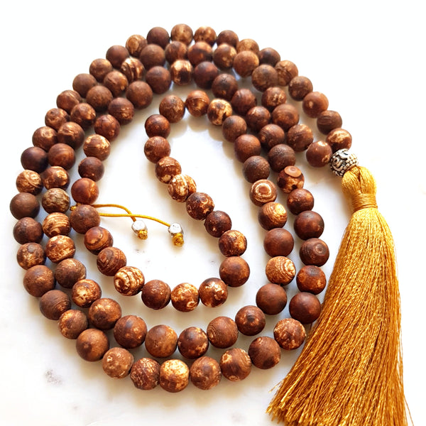 Mahattva (Greatness) Coffee Fire Agate Japa/Meditation Mala