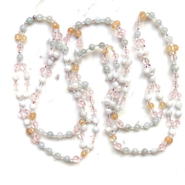 Aquamarine moonstone citrine rose quartz tantric mala