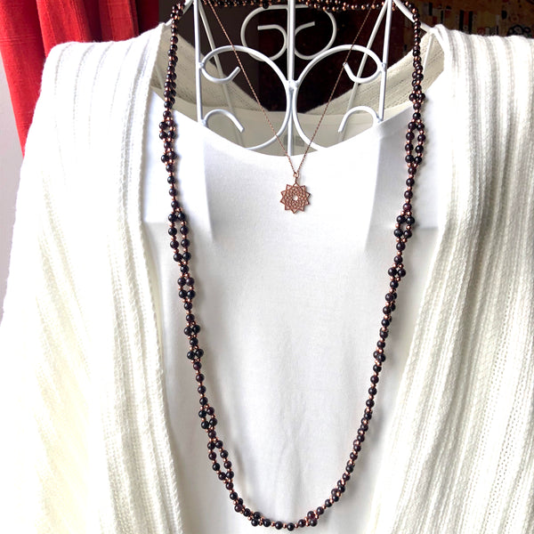 Tantric Mala Necklace: Garnet 6 mm.
