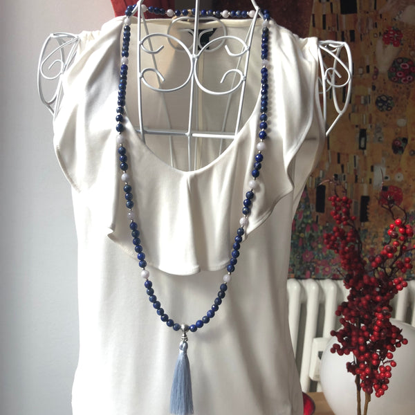 Lapis Lazuli Mala Necklace, Jade Mala Beads, 108 Mala, Yoga Necklace
