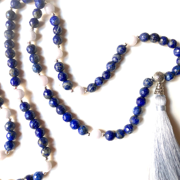 Lapis Lazuli Mala Necklace, Jade Mala Beads, 108 Mala, Yoga Necklace
