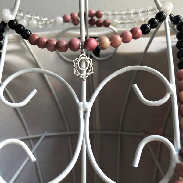 Blue Tiger Eye, Rhodonite, Moonstone, Quartz 108 Beads Mala, Tassel Necklace, Yoga Jewelry, Meditation Beads