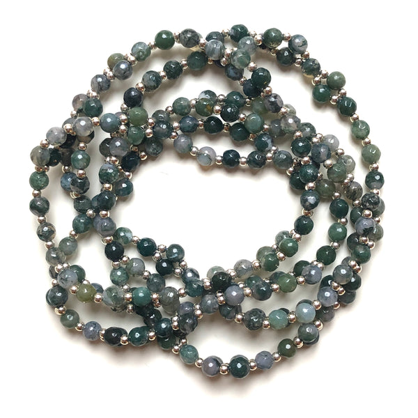 Tantric Mala necklace 6 mm faceted agate
