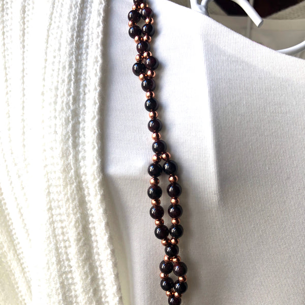 Tantric Mala Necklace: Garnet 6 mm.