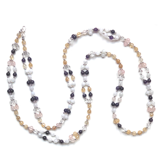 Tantric Mala, Tantric Necklace, Kundalini Necklace, Amethyst, Citrine, Moonstone, Quartz