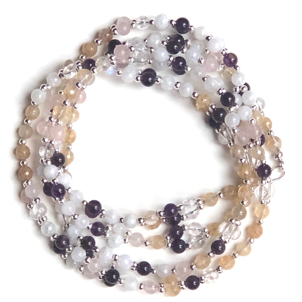Tantric Mala, Tantric Necklace, Kundalini Necklace, Amethyst, Citrine, Moonstone, Quartz