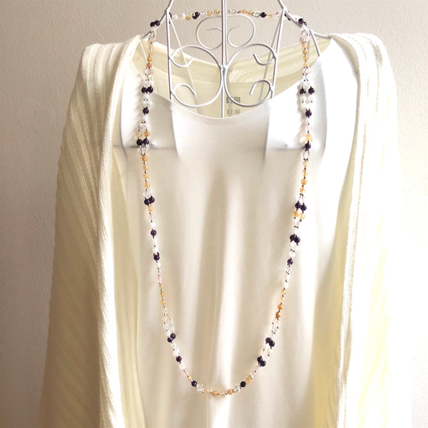 Tantric Mala, Tantric Necklace, Kundalini Necklace, Amethyst, Citrine, Moonstone, Quartz