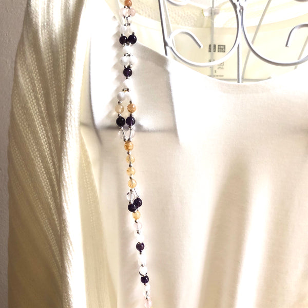Tantric Mala, Tantric Necklace, Kundalini Necklace, Amethyst, Citrine, Moonstone, Quartz