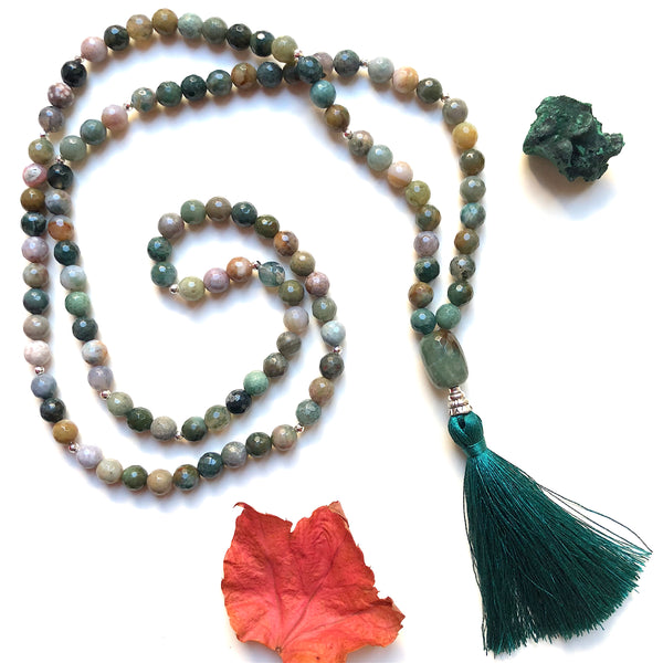 Aria Mala Atelier's unique one-of-a-kind Agate, Agate guru bead is for yoga meditation empowering spiritual daily practise and intention setting