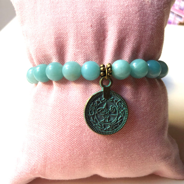 Self-Confidence, Amazonite Mala Bracelet, Wrist Mala Beads, Yoga Bracelet, Mala Bracelet