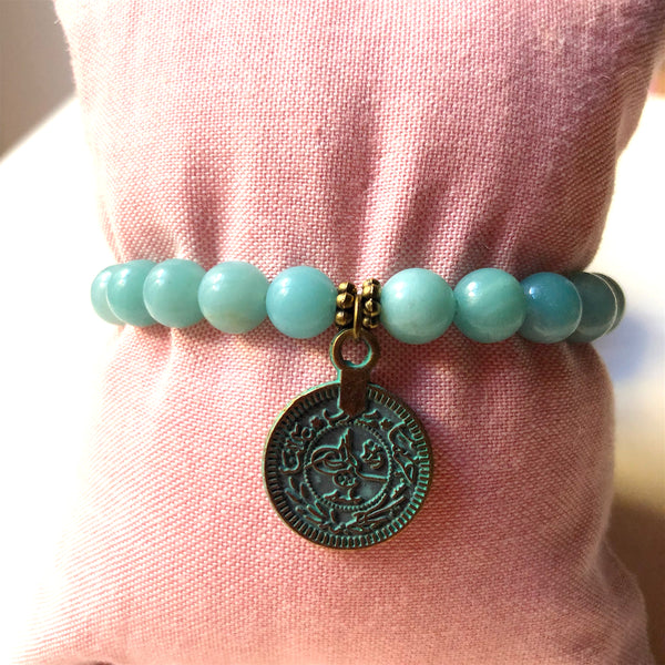 Self-Confidence, Amazonite Mala Bracelet, Wrist Mala Beads, Yoga Bracelet, Mala Bracelet