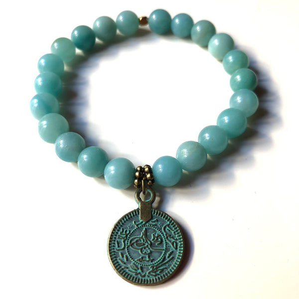 Self-Confidence, Amazonite Mala Bracelet, Wrist Mala Beads, Yoga Bracelet, Mala Bracelet