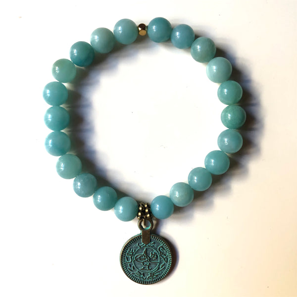 Self-Confidence, Amazonite Mala Bracelet, Wrist Mala Beads, Yoga Bracelet, Mala Bracelet
