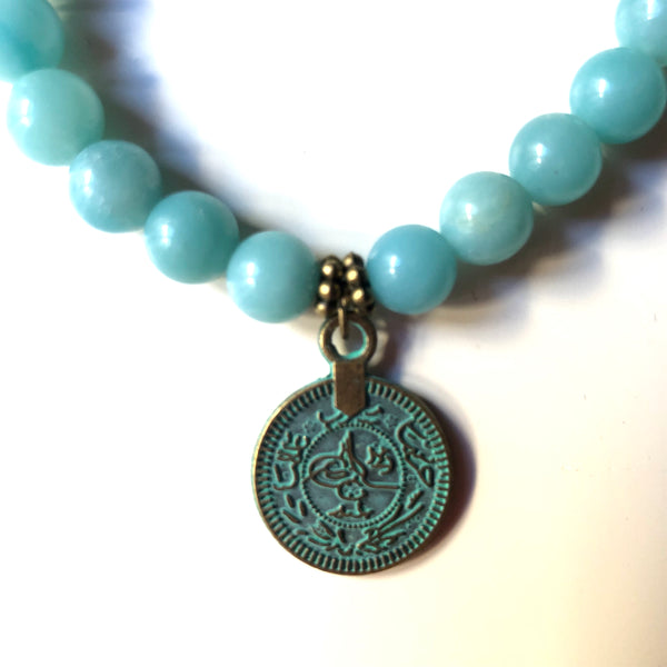 Self-Confidence, Amazonite Mala Bracelet, Wrist Mala Beads, Yoga Bracelet, Mala Bracelet
