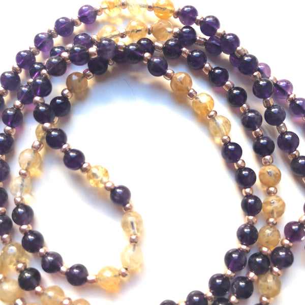 Amethyst Mala Beads, Yoga Jewelry, 108 Mala, Citrine Mala Necklace, Meditation Beads