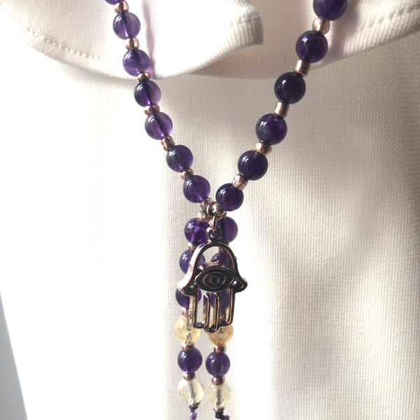 Amethyst Mala Beads, Yoga Jewelry, 108 Mala, Citrine Mala Necklace, Meditation Beads