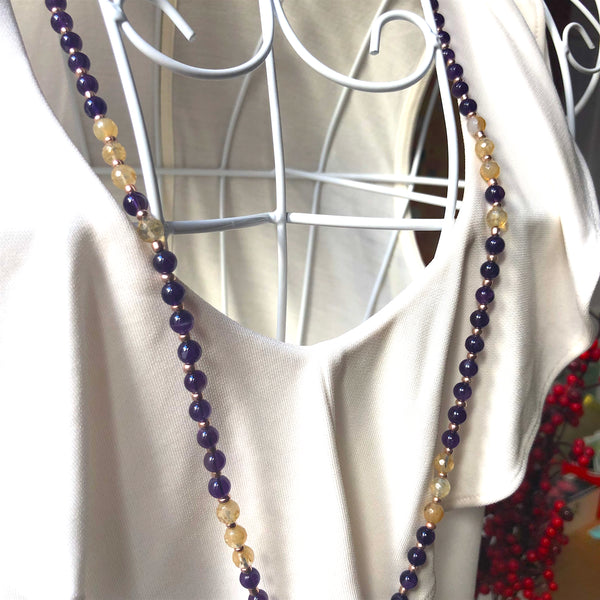 Amethyst Mala Beads, Yoga Jewelry, 108 Mala, Citrine Mala Necklace, Meditation Beads