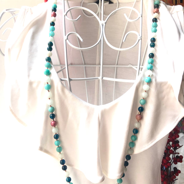 Apatite Necklace, Rhodonite Mala, Amazonite Mala Necklace, Jade, Tassel Necklace, Yoga Jewelry, 108 Mala