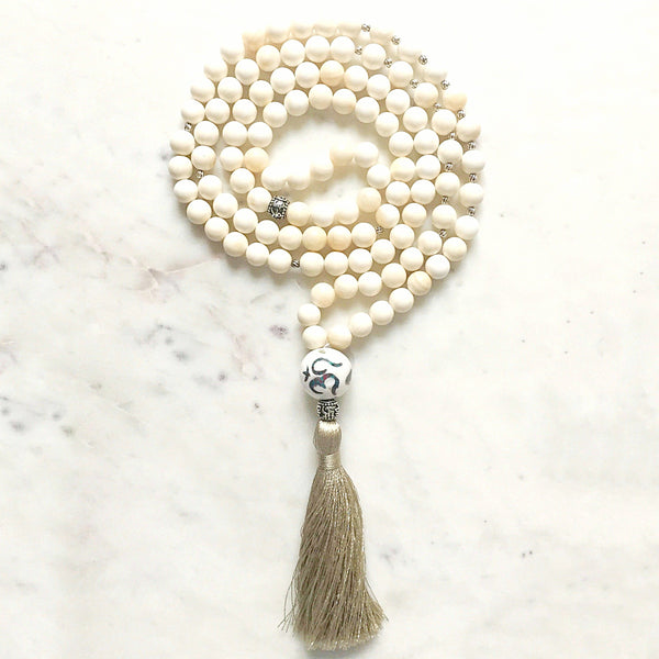 Uddharsha (Excessive joy) Purification Shell Stone, OM Guru bead Japa/Meditation Mala