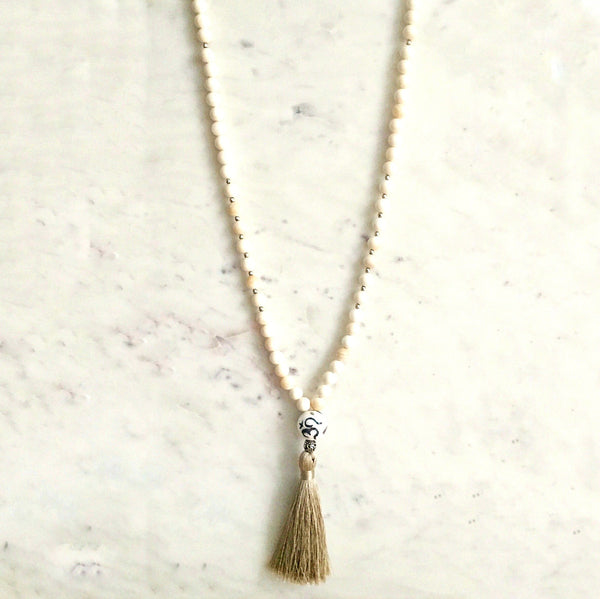 Uddharsha (Excessive joy) Purification Shell Stone, OM Guru bead Japa/Meditation Mala