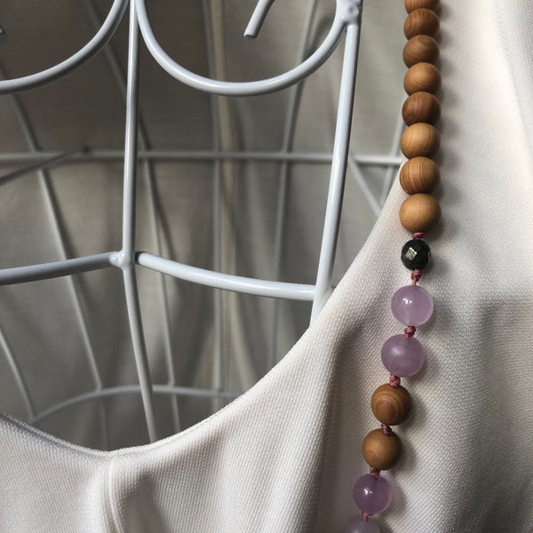 Jade Beads, Pyrite Yoga Necklace, Sandalwood, Third Chakra, Solar Plexus