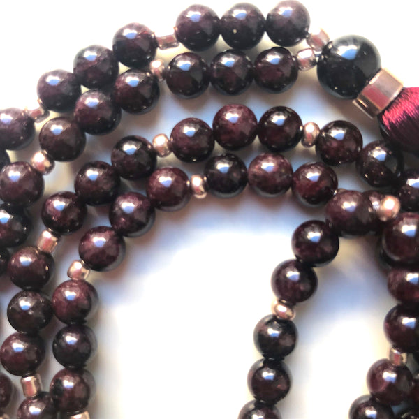 Garnet Mala Beads, 108 Mala, Mala Necklace, Tassel, Yoga Jewelry, Meditation Beads
