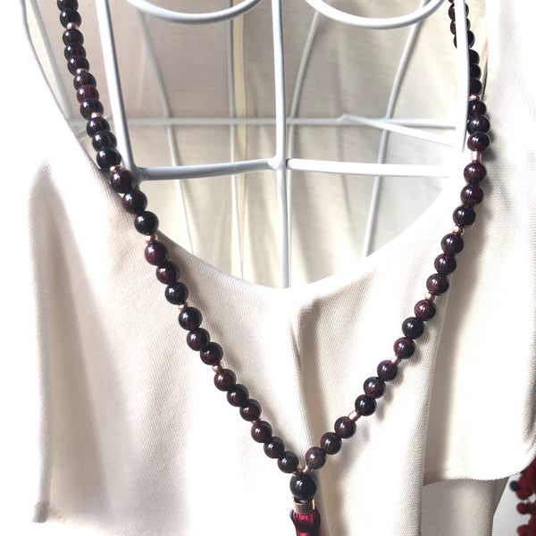 Garnet Mala Beads, 108 Mala, Mala Necklace, Tassel, Yoga Jewelry, Meditation Beads