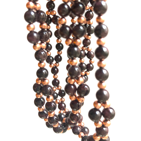 Tantric Mala Necklace: Garnet 6 mm.