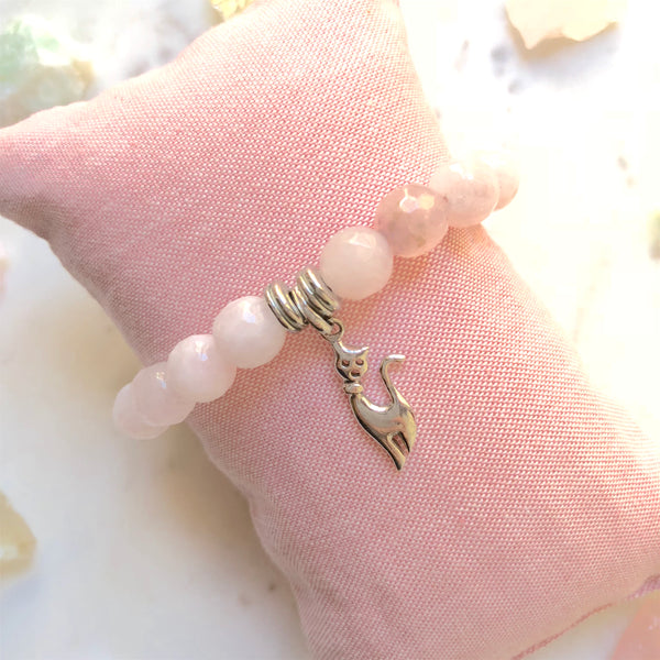 Aria Mala Atelier's unique one-of-a-kind grey jade with cat charm for spiritual living