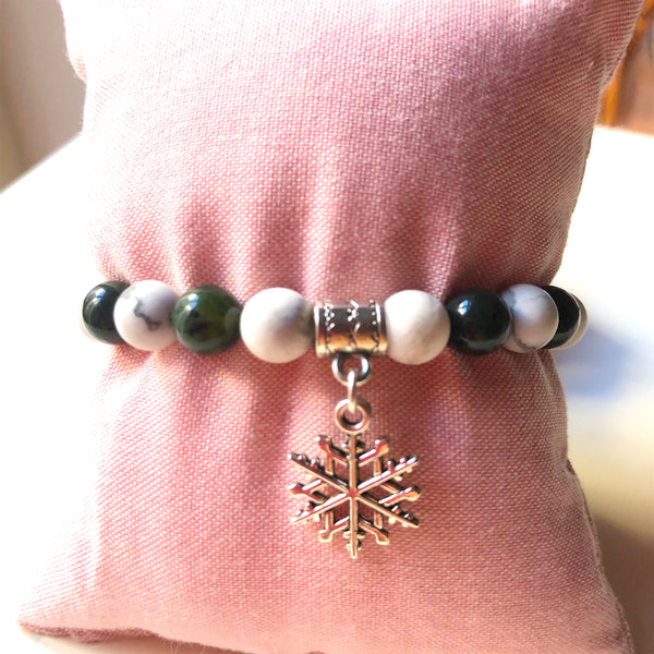 Howlite Mala Bracelet, Jasper Wrist Mala Beads, Yoga Bracelet, Mala Bracelet, Yoga Schmuck