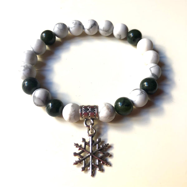 Howlite Mala Bracelet, Jasper Wrist Mala Beads, Yoga Bracelet, Mala Bracelet, Yoga Schmuck