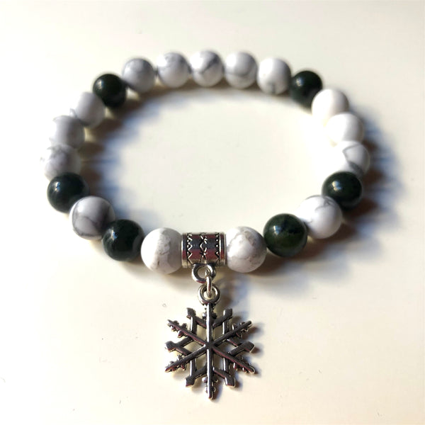Howlite Mala Bracelet, Jasper Wrist Mala Beads, Yoga Bracelet, Mala Bracelet, Yoga Schmuck