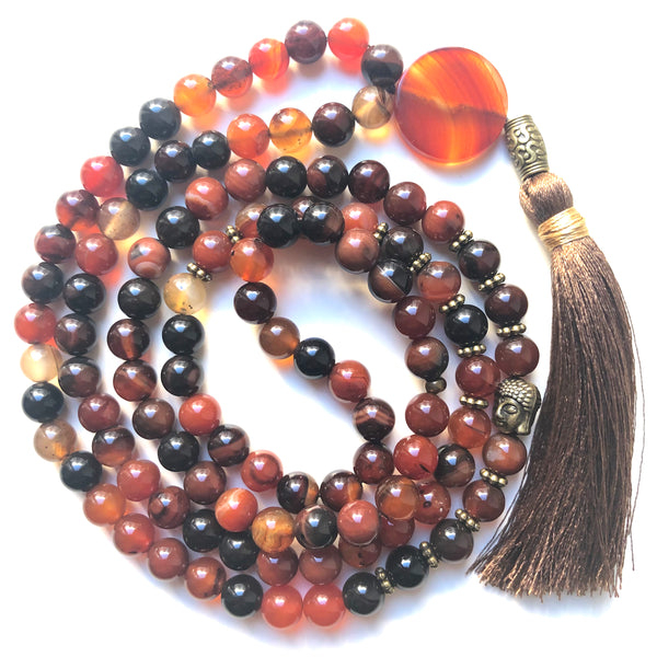 Agate Mala Beads, 108 Mala, Mala Necklace, Tassel Necklace, Yoga Jewelry