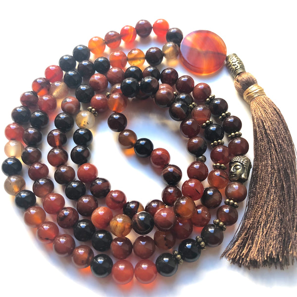Agate Mala Beads, 108 Mala, Mala Necklace, Tassel Necklace, Yoga Jewelry