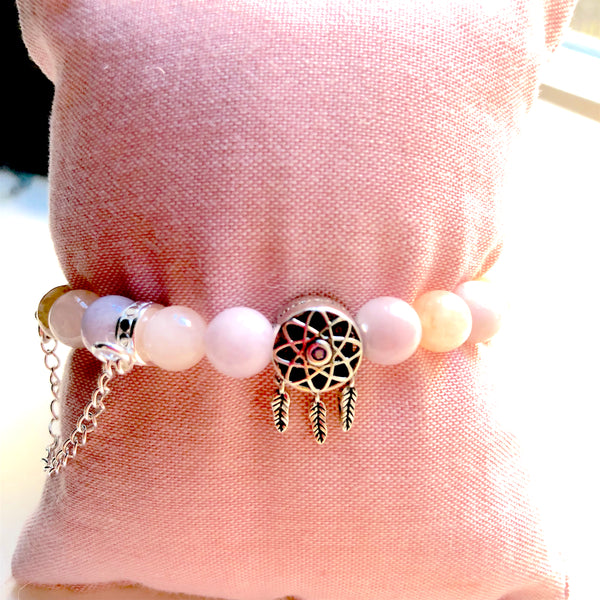 Kunzite Mala Bracelet, Morganite Wrist Mala, Citrine Yoga Bracelet, Dream Catcher