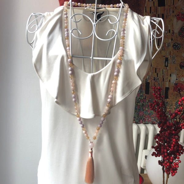 Kunzite Mala Beads, Citrine 108 Mala, Morganite Mala Necklace, Yoga Jewelry, Meditation Beads