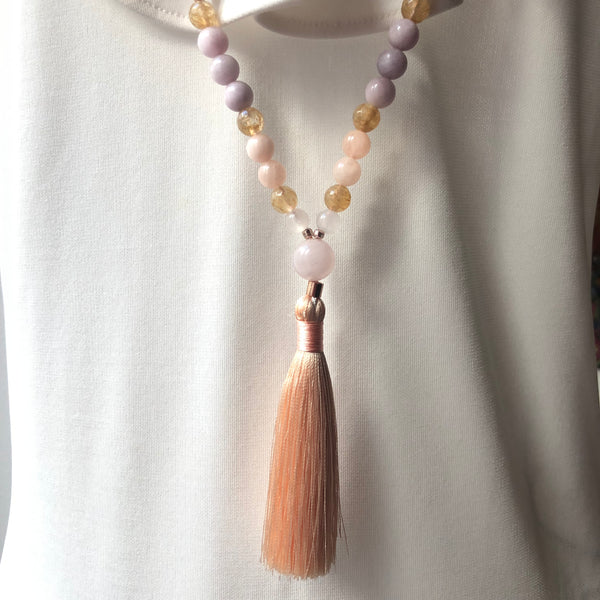 Kunzite Mala Beads, Citrine 108 Mala, Morganite Mala Necklace, Yoga Jewelry, Meditation Beads