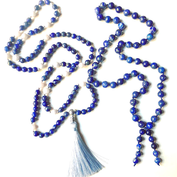 Lapis Lazuli Mala Necklace, Mala Beads, 54 Mala, Yoga Necklace, Meditation Mala, Spiritual Jewelry