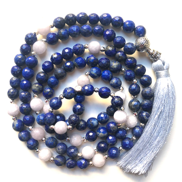 Lapis Lazuli Mala Necklace, Jade Mala Beads, 108 Mala, Yoga Necklace