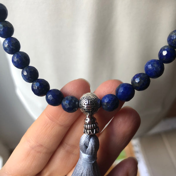 Lapis Lazuli Mala Necklace, Jade Mala Beads, 108 Mala, Yoga Necklace