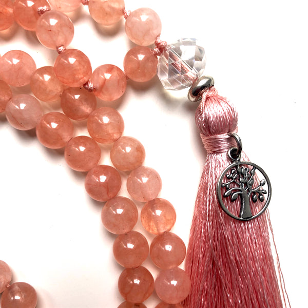 Jade Mala Beads, Tree of Life, 108 Mala, Mala Necklace, Yoga Jewelry, Meditation Beads