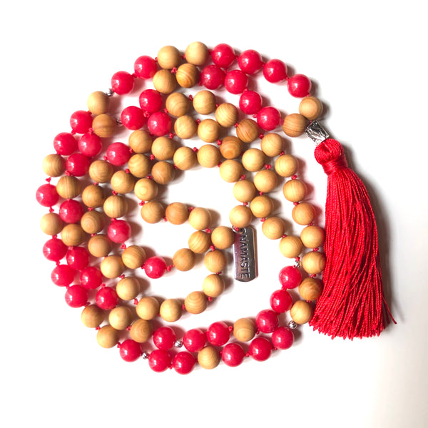 Red Jade Mala Beads, 108 Mala, Mala Necklace, Namaste Mala, Yoga Jewelry, Meditation Beads