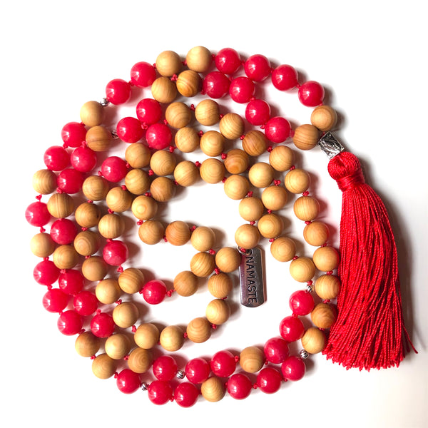 Red Jade Mala Beads, 108 Mala, Mala Necklace, Namaste Mala, Yoga Jewelry, Meditation Beads