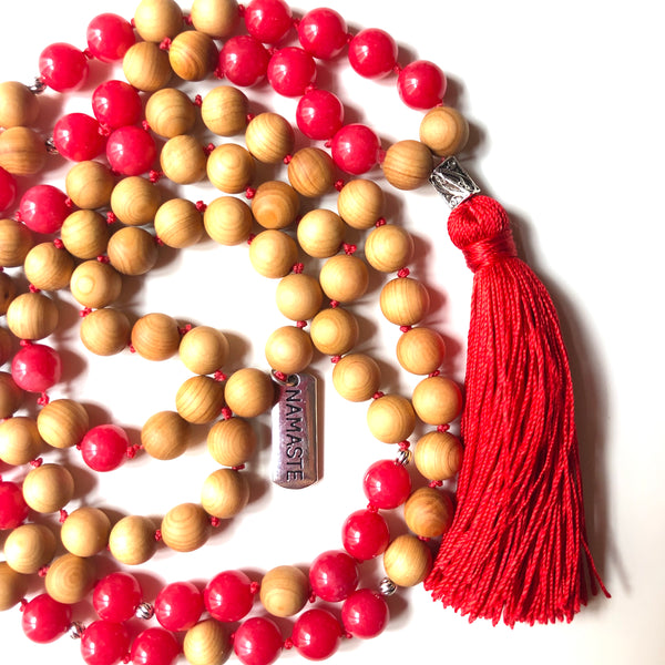 Red Jade Mala Beads, 108 Mala, Mala Necklace, Namaste Mala, Yoga Jewelry, Meditation Beads