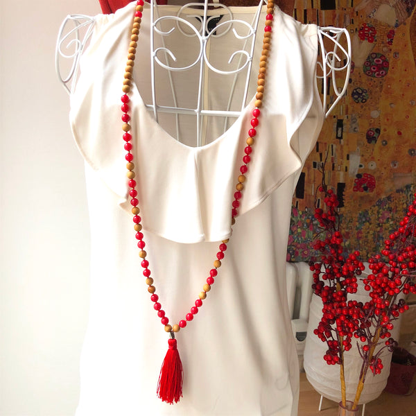 Red Jade Mala Beads, 108 Mala, Mala Necklace, Namaste Mala, Yoga Jewelry, Meditation Beads