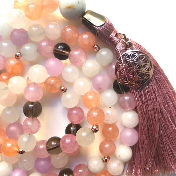 Aquamarine Mala Beads, Smoky Quartz, Jade Mala Necklace, 108 Mala, Yoga Jewelry, Meditation