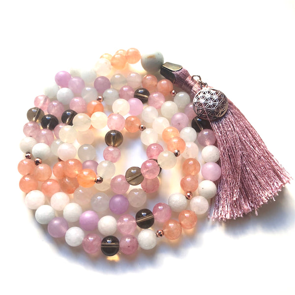 Aquamarine Mala Beads, Smoky Quartz, Jade Mala Necklace, 108 Mala, Yoga Jewelry, Meditation