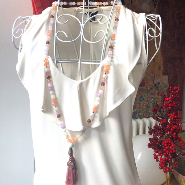 Aquamarine Mala Beads, Smoky Quartz, Jade Mala Necklace, 108 Mala, Yoga Jewelry, Meditation