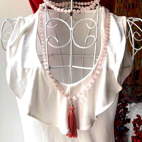 Rose Quartz Mala Beads, 108 Mala, Mala Necklace, Yoga Jewelry, Self Love