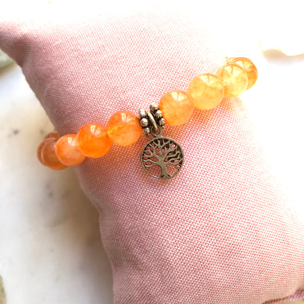 Samskara (Activator) Salmon Jade Salmon Tree of Life Charm Bracelet